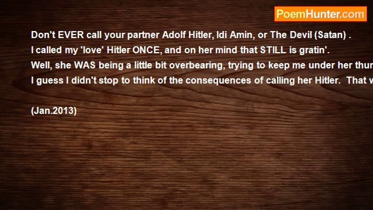 Bri Edwards - Don't Call Your Partner Hitler.... [Relationship maintenance; Personal; Name calling; Very short]]