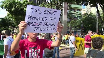 Petite manifestation anti-Coupe du Monde à Belo Horizonte