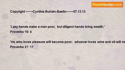 Cynthia BuhainBaello - Poverty:  You Have To Hate It Enough
