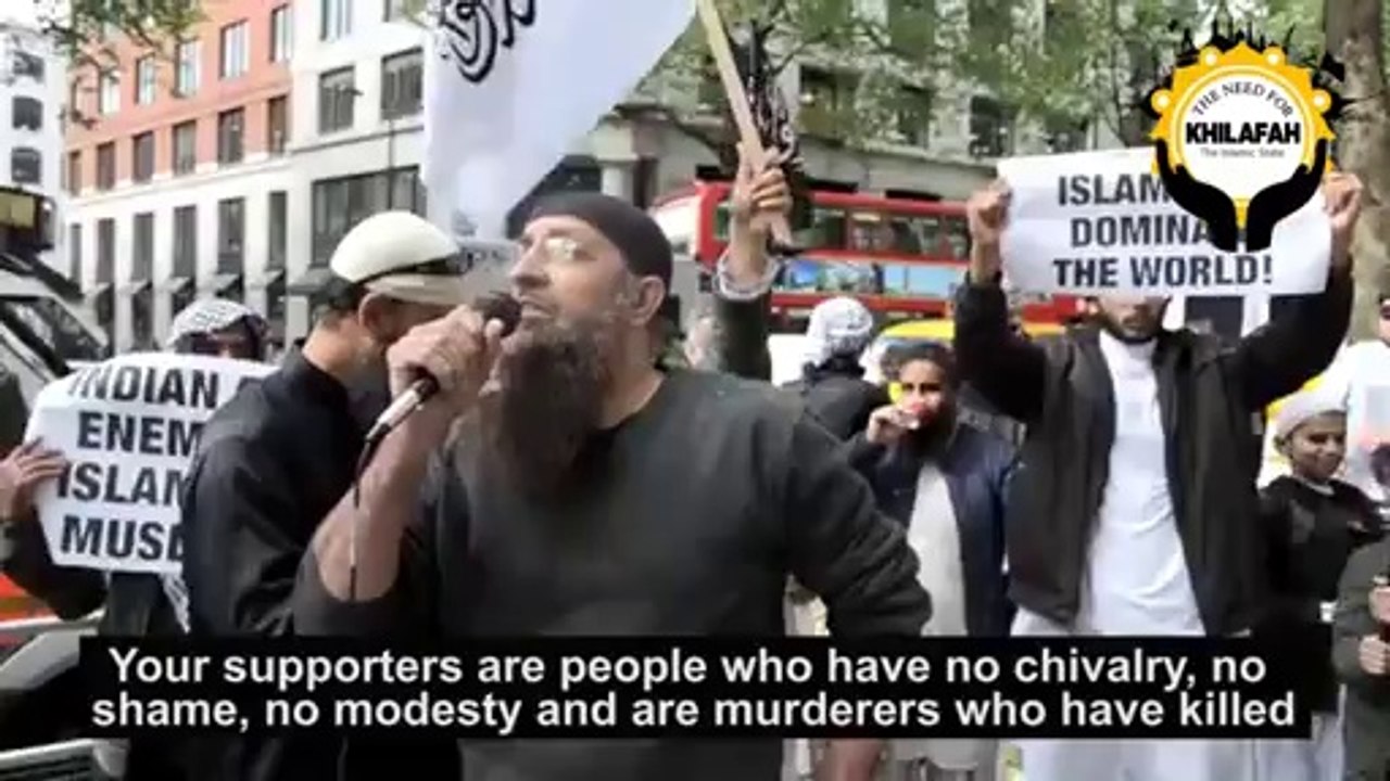 Muslims of Indian Origin in London Protest In front of Indian Embassy against Narinder Modi and Hindus and demand for implementation of Sharia Law in India  Tunepk