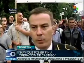 Marchan mineros de Donetsk para repudiar presencia militar ucraniana