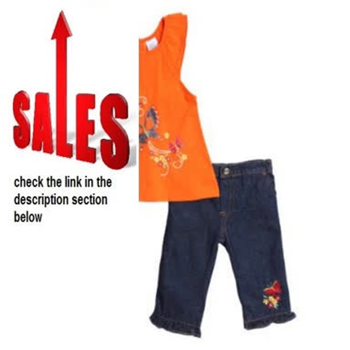 Cheap Deals Baby Togs Infant Baby Girls 2 Piece Orange Butterfly Tank Top Denim Capris Review