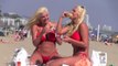 Kristina and Karissa Shannon Eat Burgers in Bikinis on the Beach