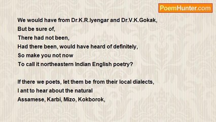 Bijay Kant Dubey - I Do Not Want To Hear About Northeast Indian English Verse Practitioners