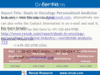 Deals in Oncology Personalized Medicine Industry -- Worldwide Analysis