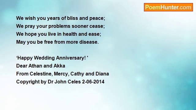 Dr John Celes - Happy Wedding Anniversary, dear Sister & Brother-in-law