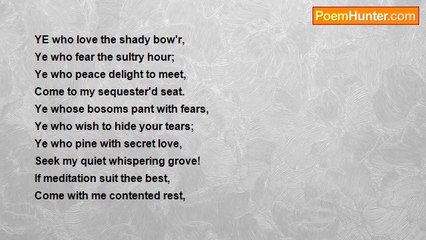 Joanna Baillie - Inscription For A Retired Seat In A Friend’s Shrubbery