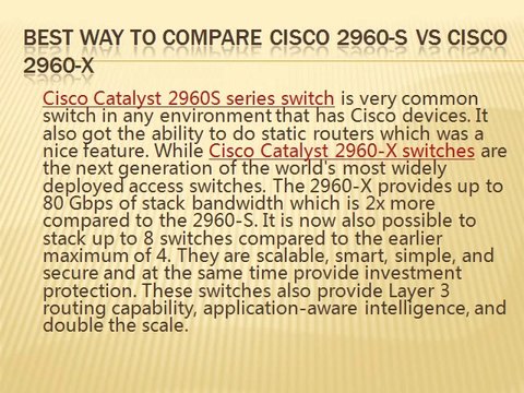 Cisco 2960-S vs Cisco 2960-X vs Cisco 2960-XR