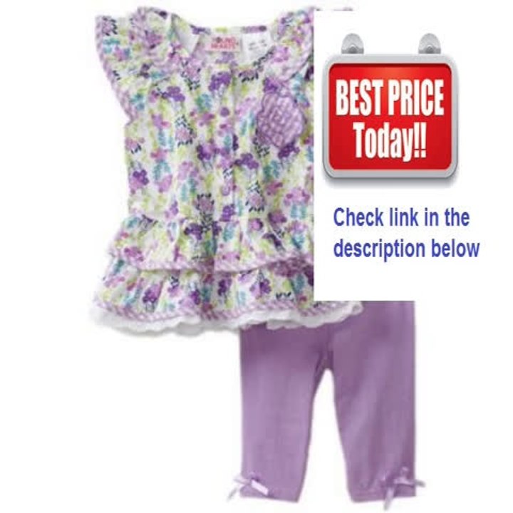 Cheap Deals Young Hearts Baby-Girls Infant Purple Woven Floral Jersey With Purple Knit Pant Set Review