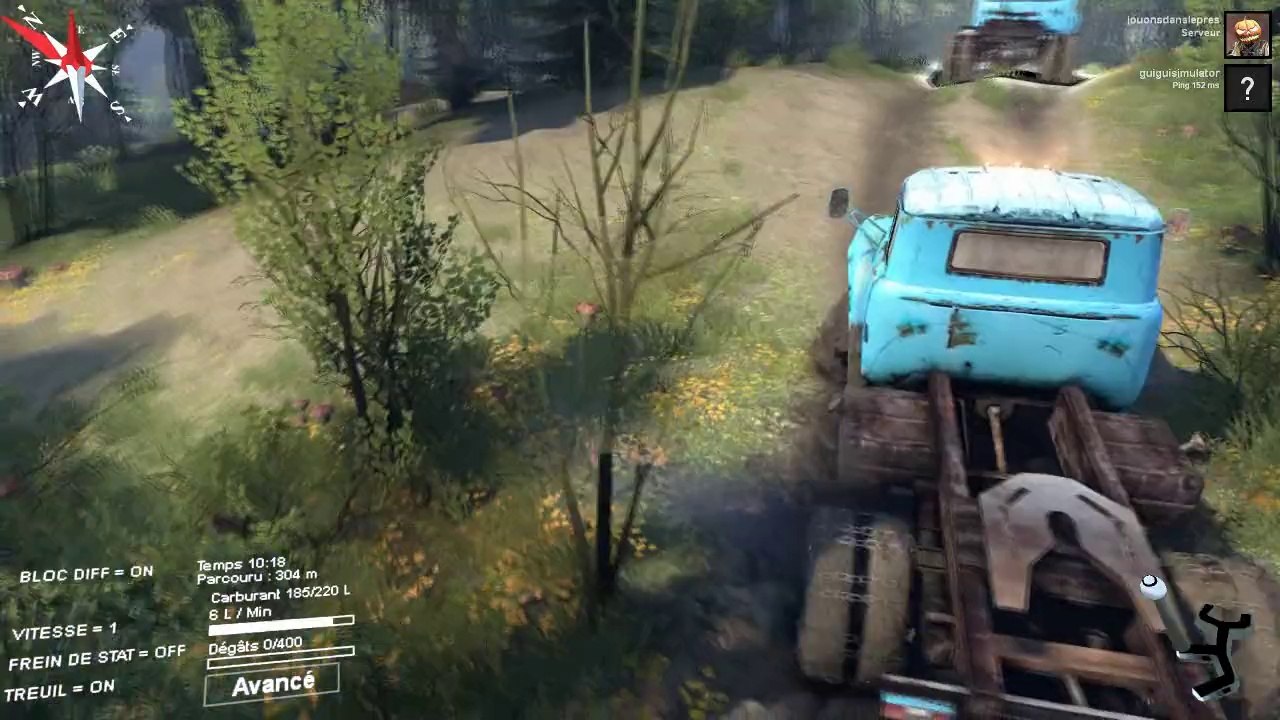 SPINTIRES  jeu de simulation de camion tout-terrain en  multi avec guigui