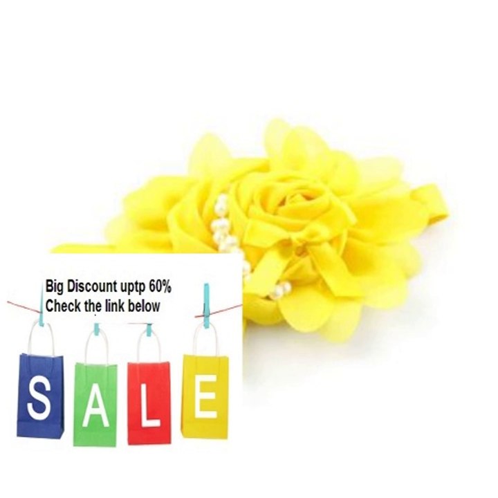 Cheap Deals Generic Baby Girls Chiffon Pearl Headband Rose Flower Hairband Photography Prop Band(Yellow) Review