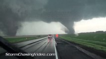 Amazing double Tornado in Nebraska. Terrifying storm footage.