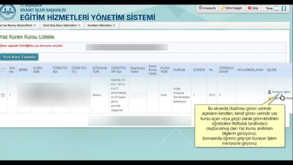 EHYS Öğrenci Kayıt ve Kursiyer İşlemleri 2014