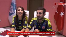 Fanatik çiftin gelinlik ve damatlığı Fenerbahçe forması oldu