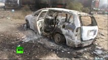 Triple Taliban suicide attack aftermath - 37 NATO fuel trucks burn