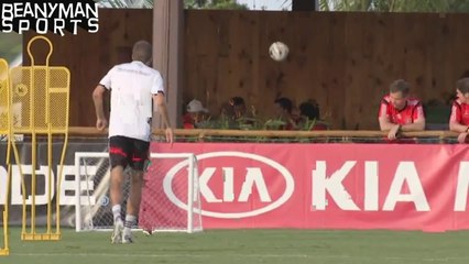 World Cup 2014 - Thomas Muller Training Shot Hits Man In Face At Table Of Diners