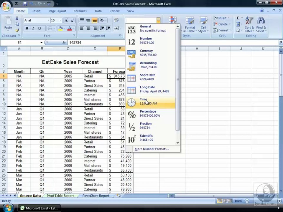 Excel 2007 Essential Training-15-Numeric formats