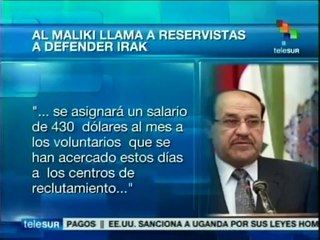 Ministro iraquí llama a reservistas para contener ofensiva sunnitas