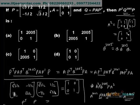 iit jee maths paper problem solution classes, Matrices