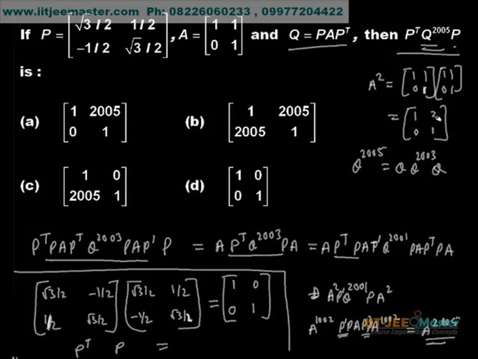iit jee maths paper problem solution classes, Matrices