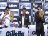 Arbaaz with father and Rahul Dravid at Gillette initiative