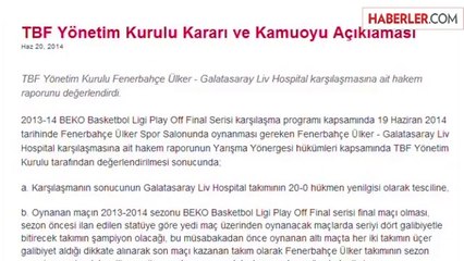 TBF, Fenerbahçe Ülker'i Resmen Şampiyon İlan Etti