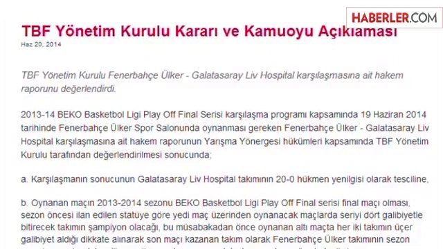 TBF, Fenerbahçe Ülker'i Resmen Şampiyon İlan Etti