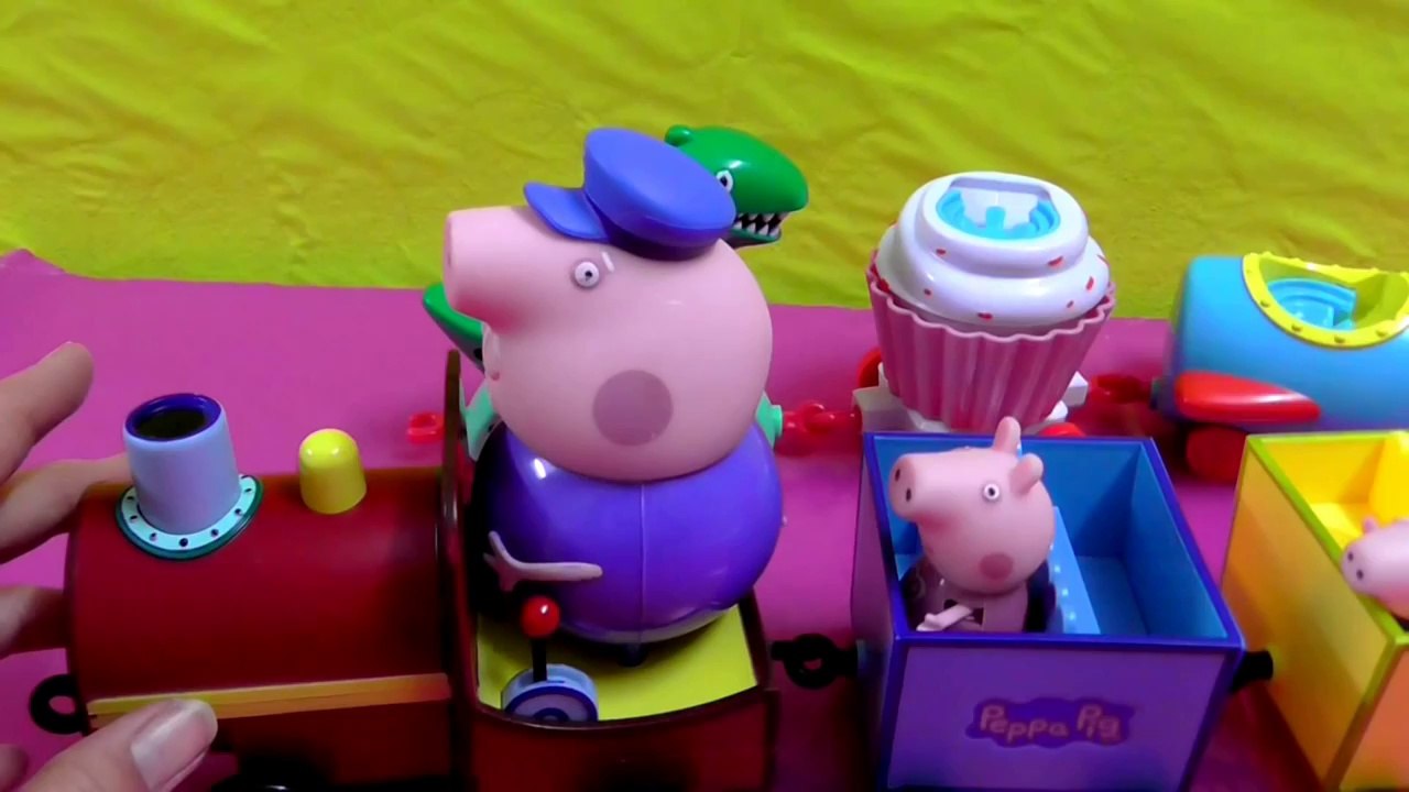 Toy Train  Peppa pig theme park train ride and peppa pig grandpa pig's train