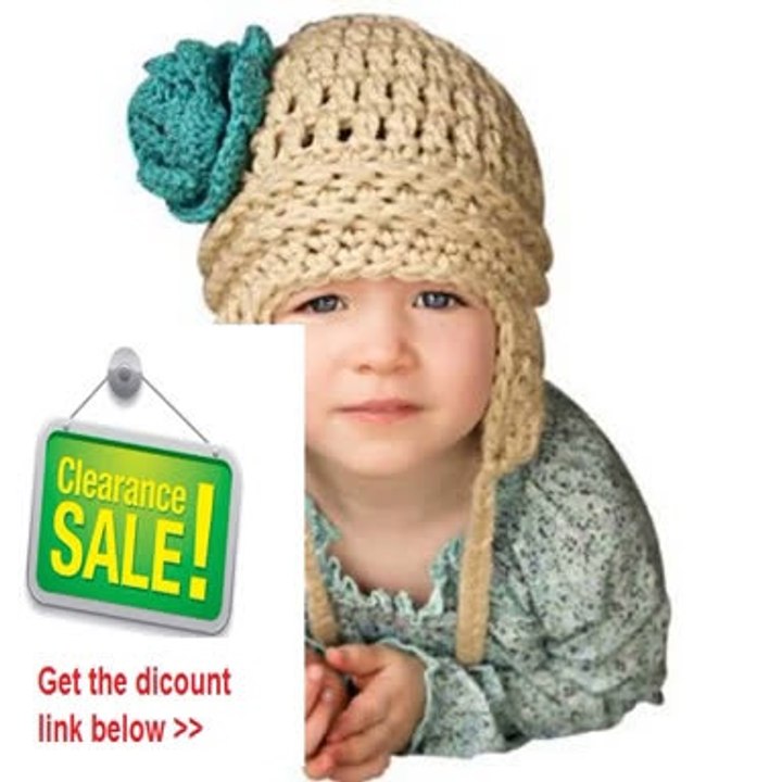 Cheap Deals Melondipity Beautiful Oatmeal and Turquoise Flower Aviator Baby Beanie Review