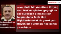 Başbakan Erdoğan'dan, Başbakan Barzani'ye Kutlama Mesajı