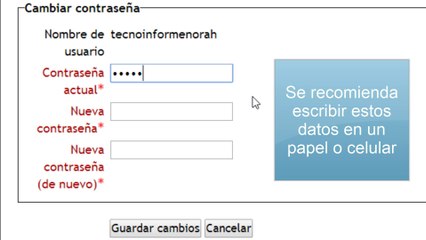 Cambio de contraseña de acceso a la Plataforma