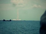 Space Shuttle Endeavour taking off from Cape Canaveral Florida , videod from across the bay in 2009