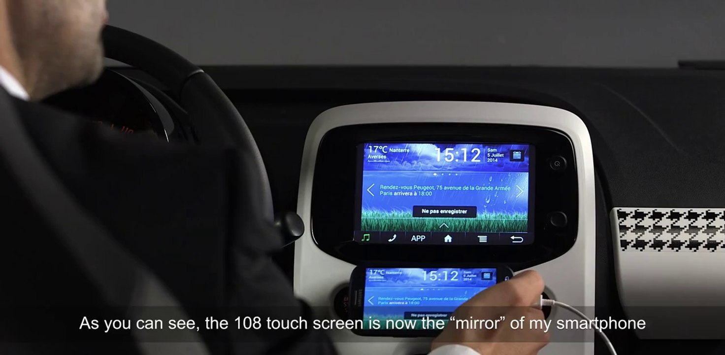 Démonstration Mirror Screen Peugeot 108 ( www.feline.cc )