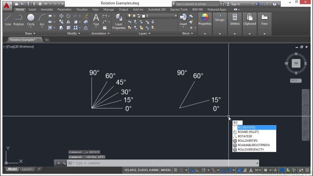 AutoCAD Rotating Objects