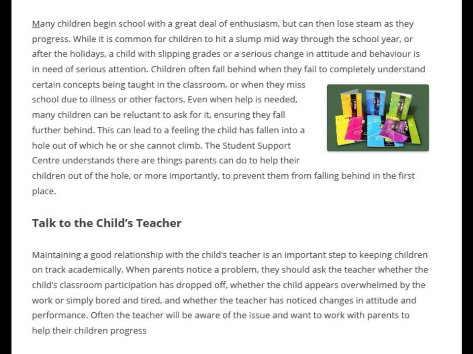 The Student Support Centre – Keeping Children from Falling Behind