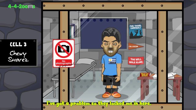 SUAREZ BITE on Chiellini - Italy v Uruguay 0-1 (World Cup Cartoon 24.6.14)