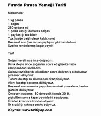 Fırında Pırasa Yemeği Tarifi