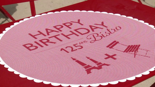 Bistro chair company builds mini-Eiffel Tower for anniversary