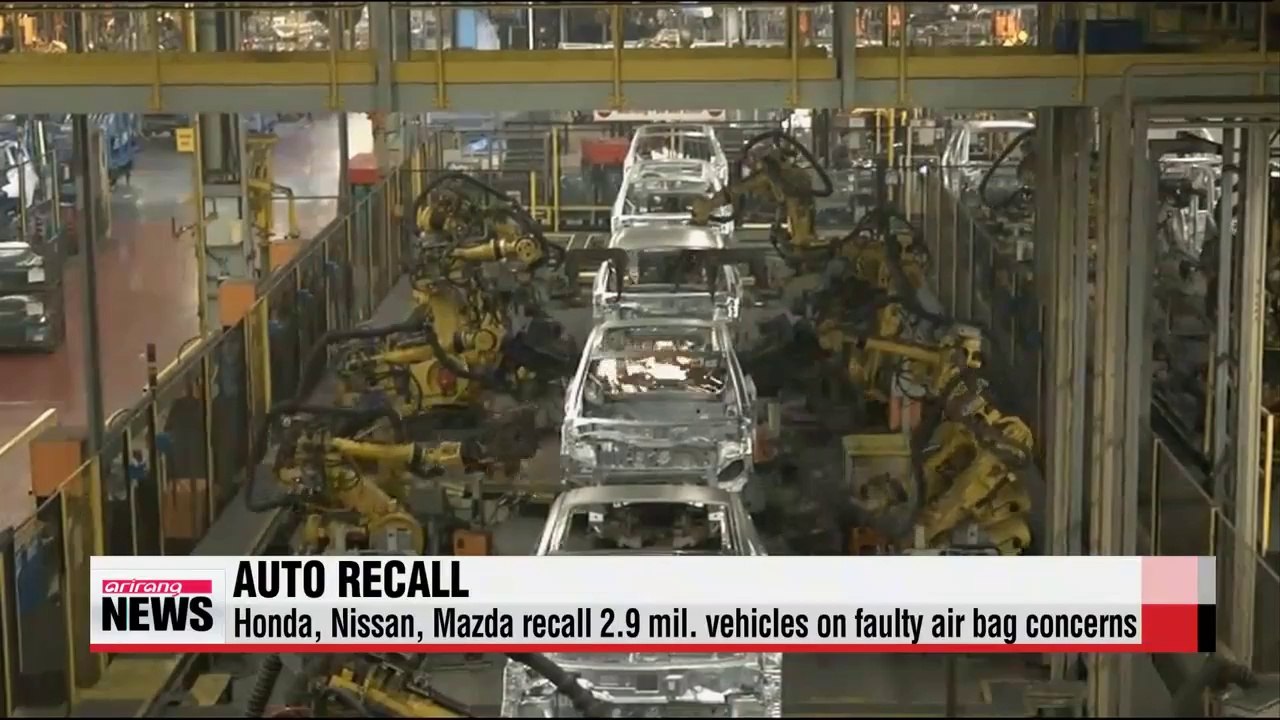 Honda, Nissan, Mazda recall 2.9 mil. vehicles on faulty air bag concerns