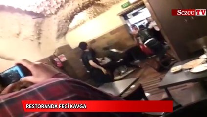 Restoranda çalışanlarla müşteriler birbirlerine girdi