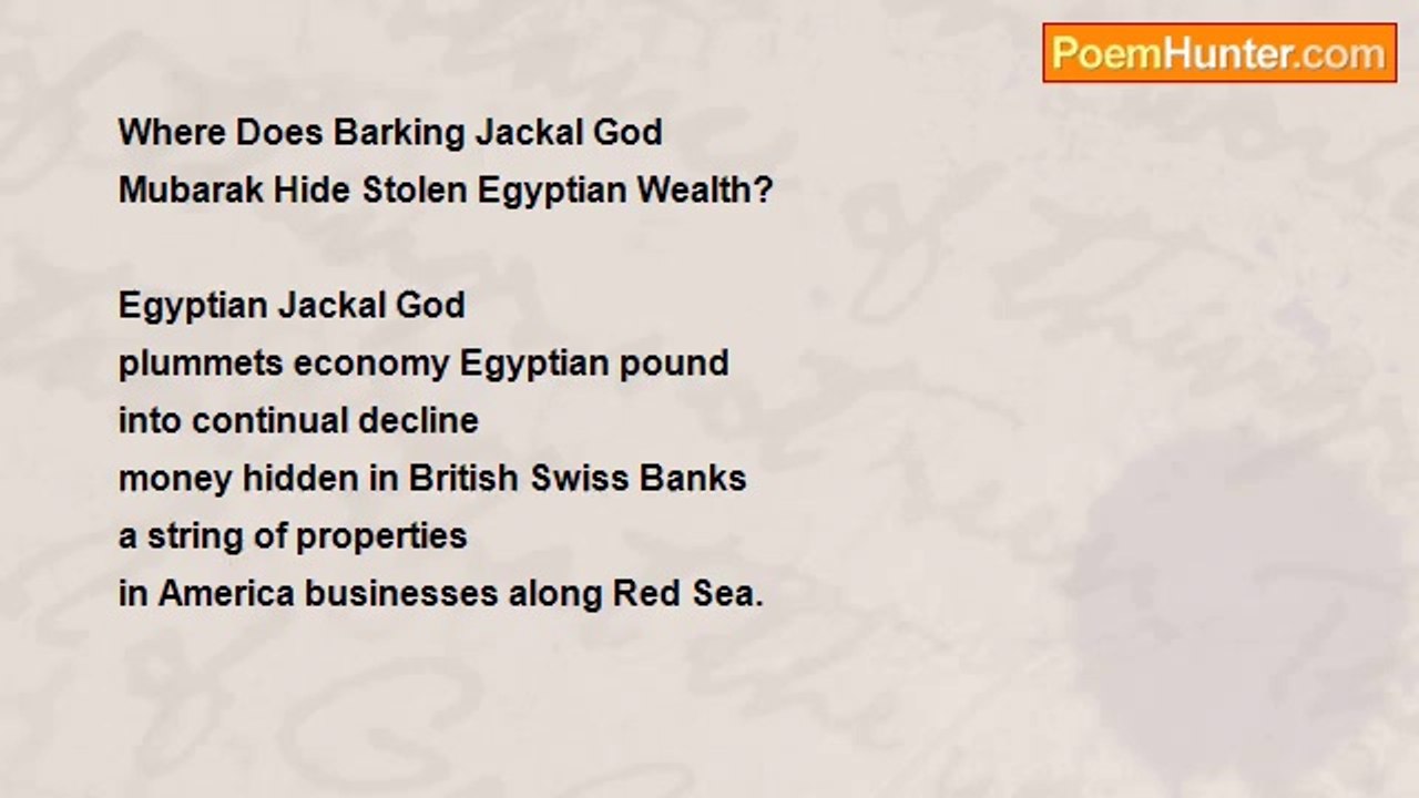 Terence George Craddock (Spectral Images and Images Of Light) - Mubarak Hide Stolen Egyptian Wealth