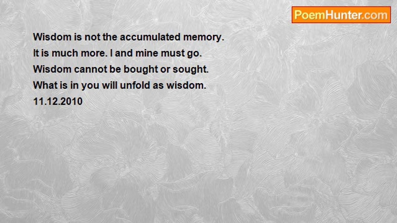 Rm.Shanmugam Chettiar. - What is wisdom?