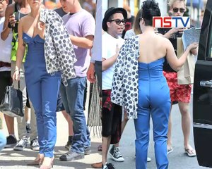 Lady Gaga wears cleavage-enhancing jump suit