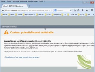 Eset bloque le téléchargement d'Utorrent sur Softonic