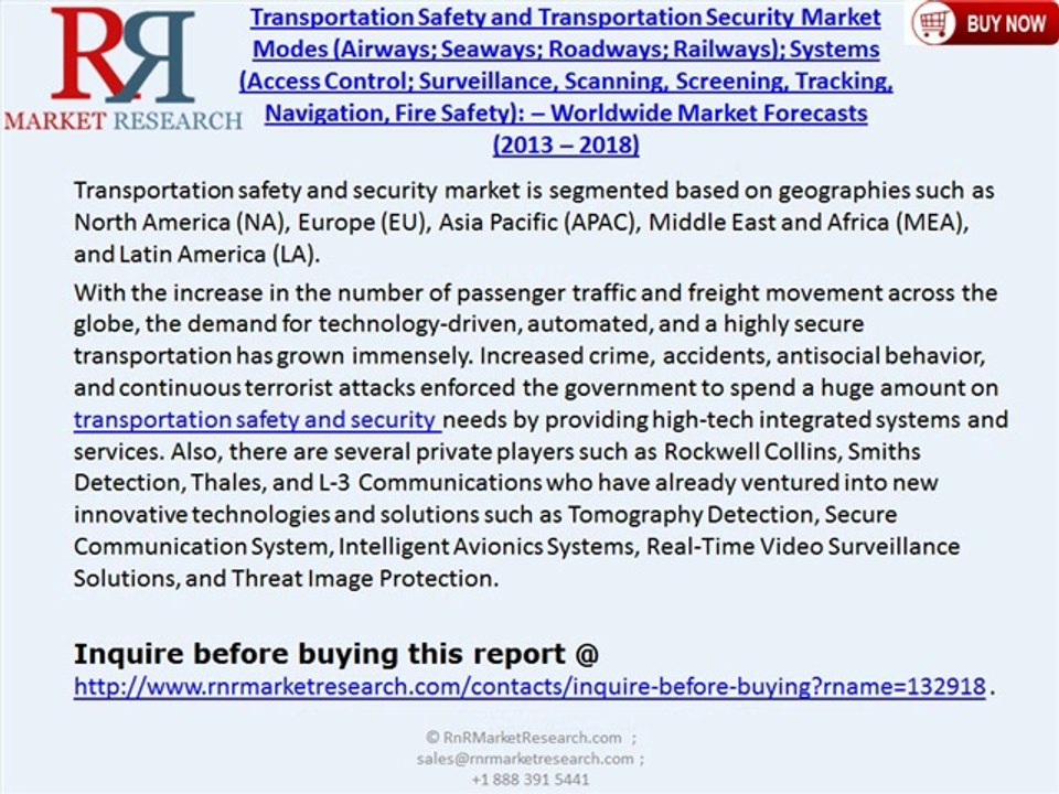 Transportation Safety and Transportation Security Market 2018