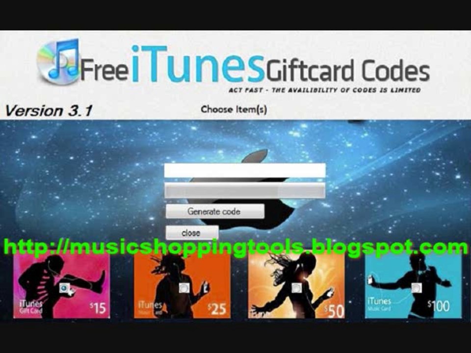 iTunes Gift Card Generator 2014 v3.1