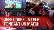 Jeff coupe la télé pendant un match avec la canette orangina antifoot
