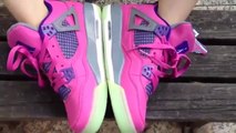 Cheap discount Air Jordan 4（IV）Retro Womens Shoes Pink Grey Blue Online