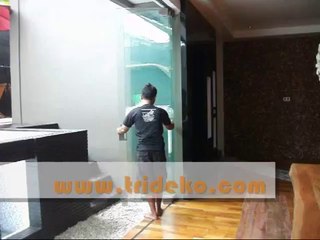 Pintu lipat kaca frameless, pintu kaca lipat ,folding glass