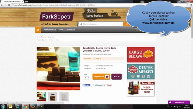 Sepetçioğlu Çekme Helva Sade Çikolatalı Vakumlu